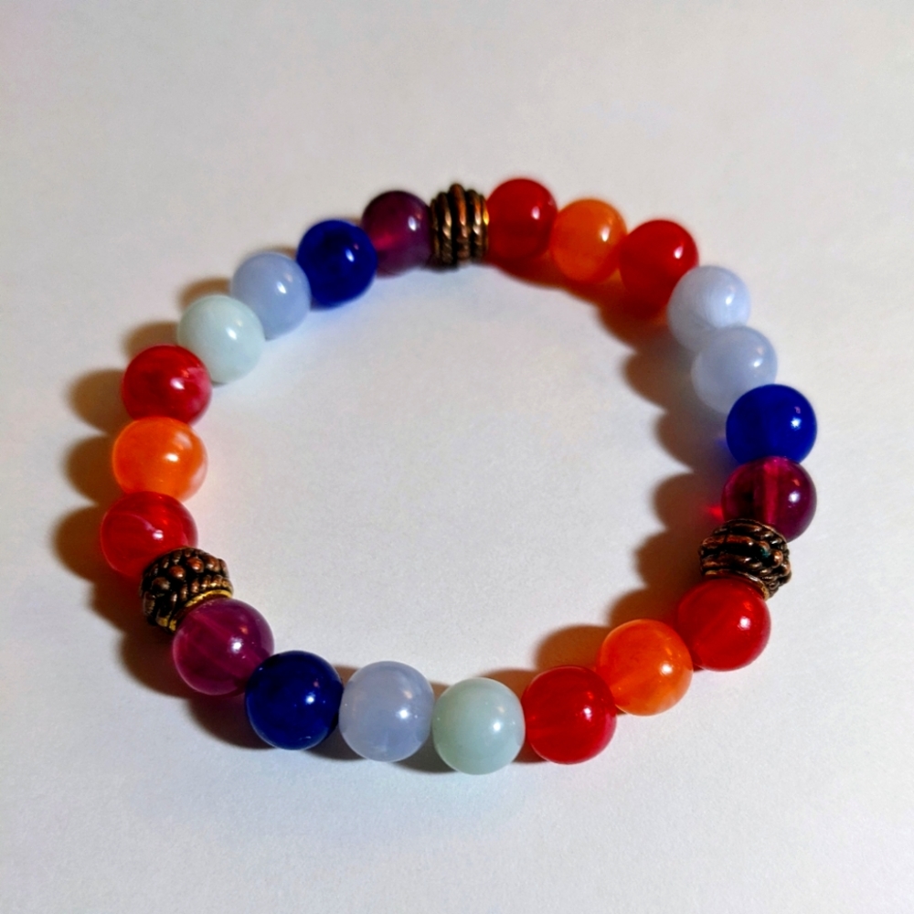 Colorful glass crystal stretch bracelet